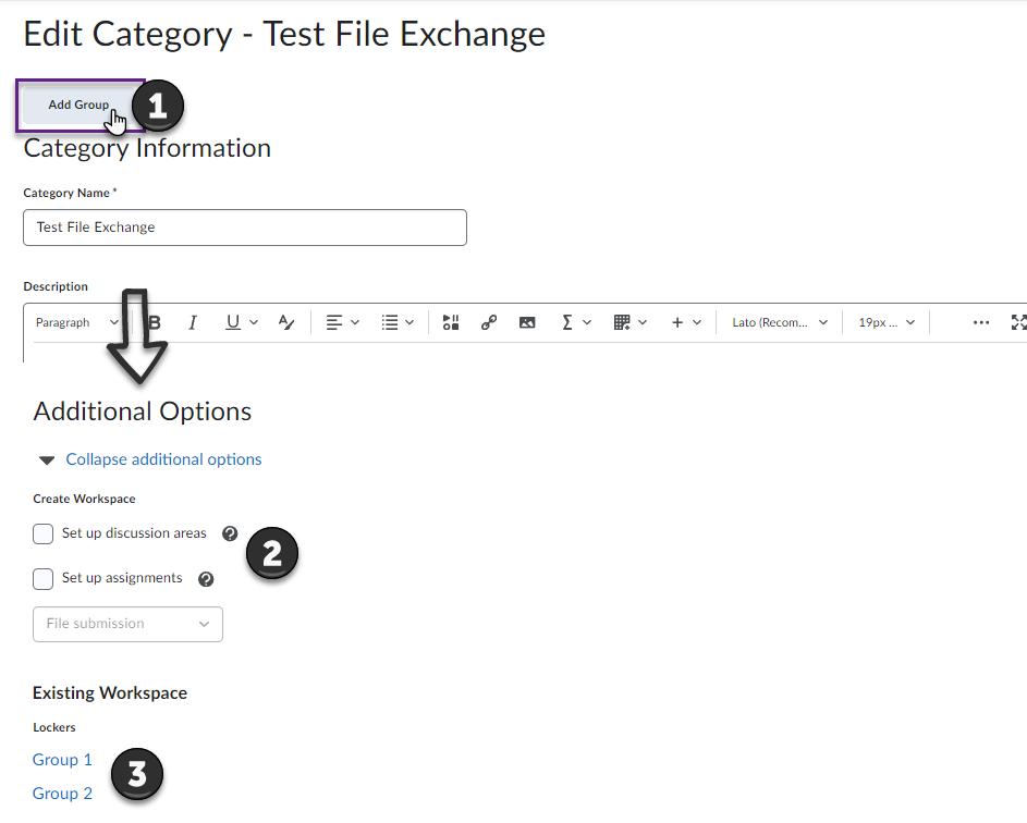 Edit category test file exchange options